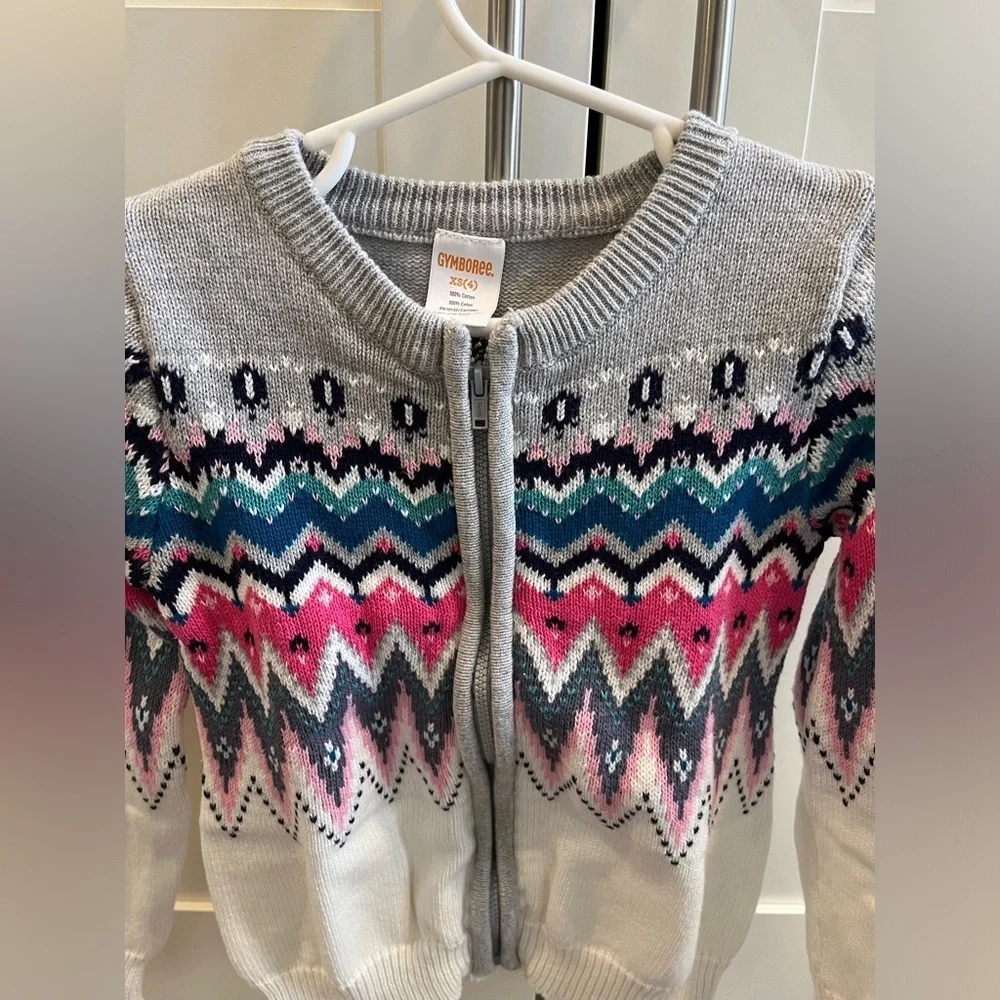 Gymboree XS (4) zip up fair isle sweater